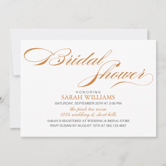 Orange Bridal Shower Invitation (Front)