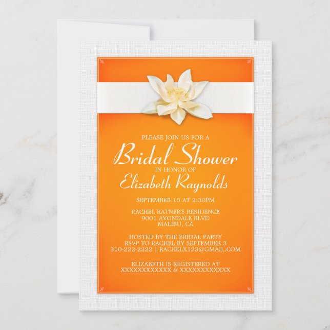 Orange Bridal Shower Invitations (Front)