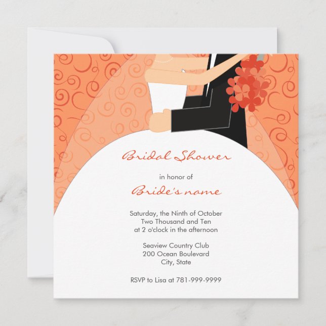 Orange Bridal Shower Invitations (Front)