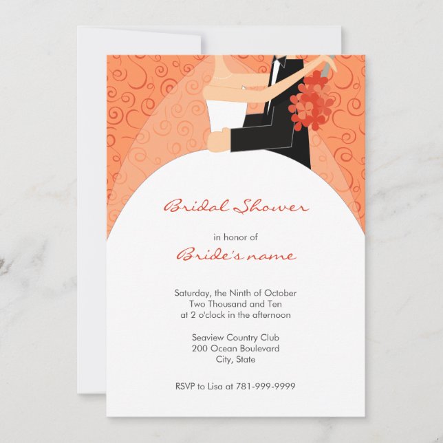 Orange Bridal Shower Invitations (Front)