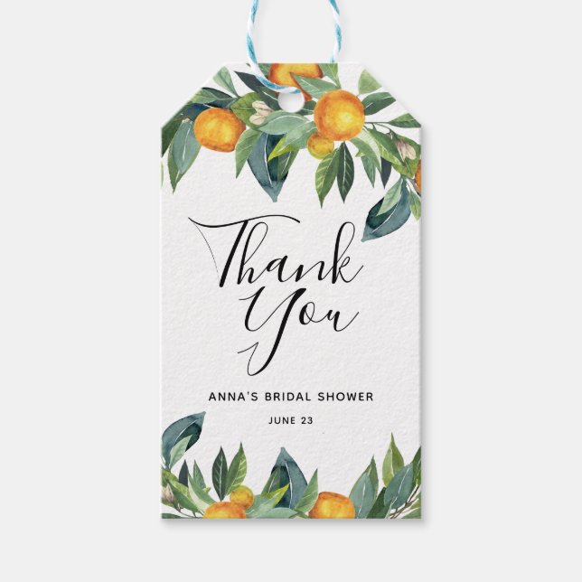 Orange Bridal Shower Thank You Favour tag (Front)