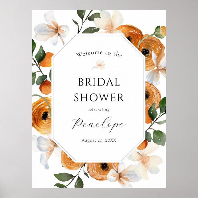 Orange Bridal Shower Welcome Sign (Front)