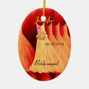 ORANGE Bridesmaid Thank You Wedding Ceramic Ornament