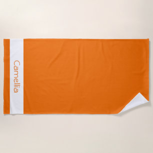 Orange Bridesmaids Names Calligraphy Chic Elegant Beach Towel