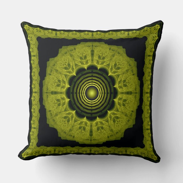 Orange bright fractal framed pattern throw pillow (Front)