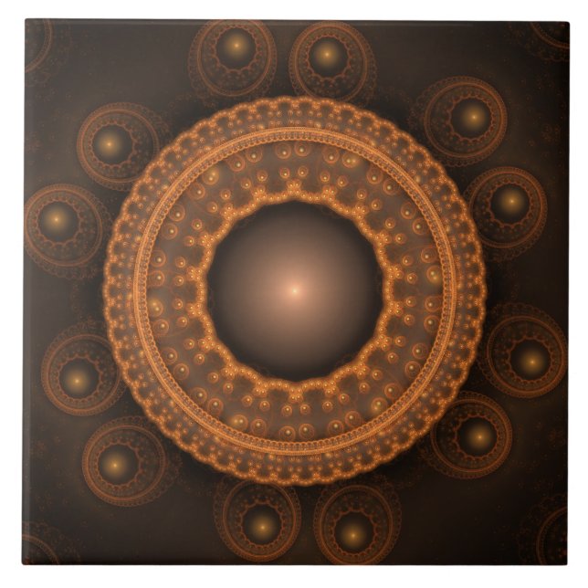 Orange bright fractal ornament tile (Front)