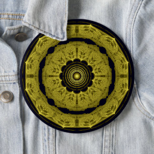 Orange bright round fractal ornament 6 inch round button