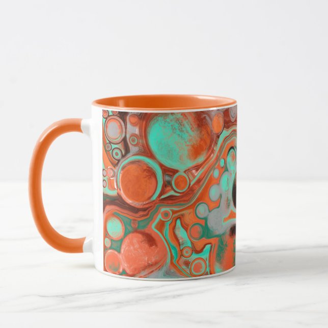 Orange Brown Abstract Art modern Coffee Mug (Left)