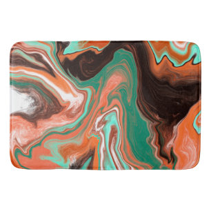 Orange Brown Abstract Art modern Fluid Art  Bath Mat