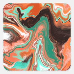 Orange Brown Abstract Art modern Square Sticker
