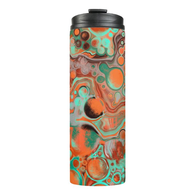 Orange Brown Abstract Art modern Thermal Tumbler (Front)