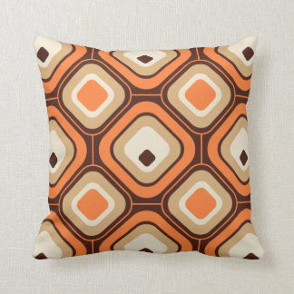 Orange, brown and beige squares throw pillow