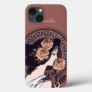 Orange brown art nouveau iPhone 13 case