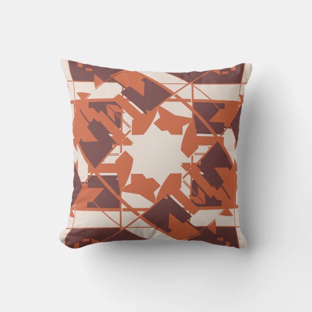 Orange Brown Beige Mediterranean Abstract Flower Throw Pillow (Front)