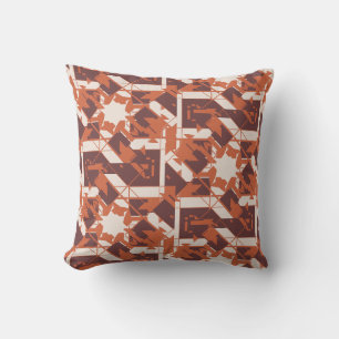 Orange Brown Beige Mediterranean Ueven Mosaic Throw Pillow