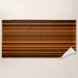 Orange Brown Black Stripes Beach Towel