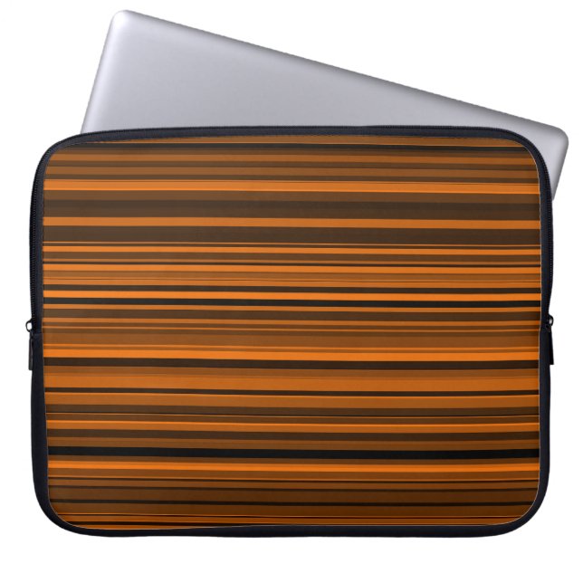 Orange Brown Black Stripes Laptop Sleeve (Front)