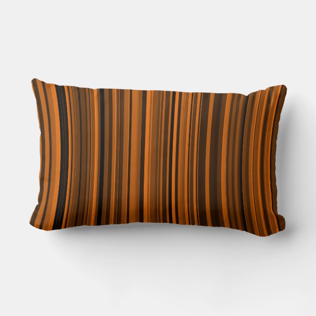 Orange Brown Black Stripes Lumbar Pillow (Back)