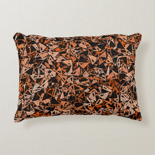 Orange Brown Black Triangle Seamless Pattern Accent Pillow