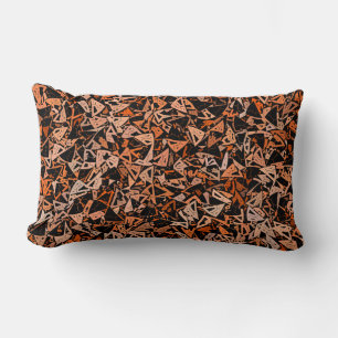 Orange Brown Black Triangle Seamless Pattern Lumbar Pillow