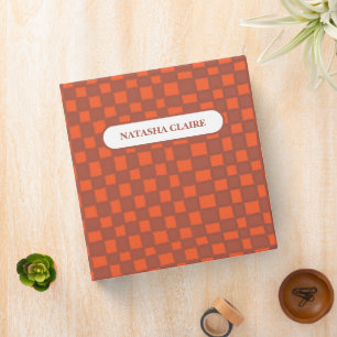 Orange Brown Chequerboard Pattern Unique Binder