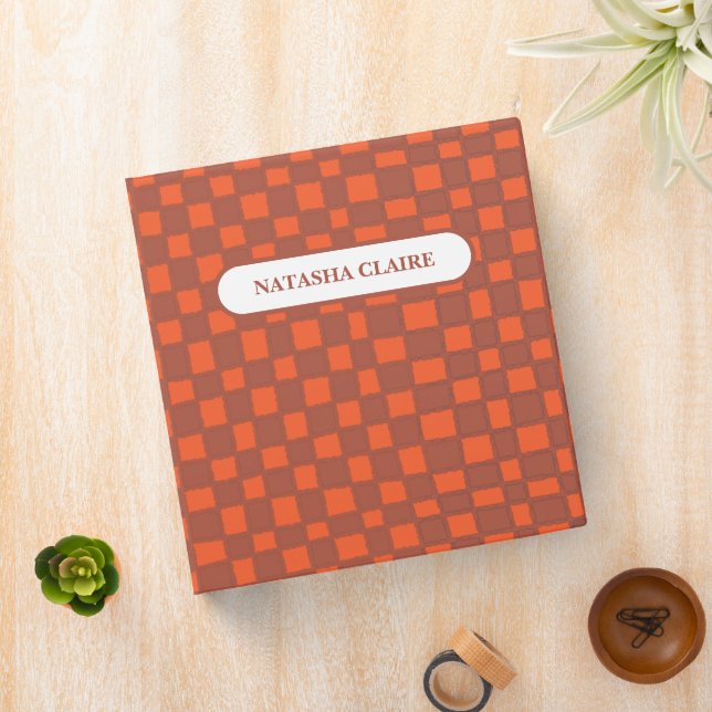 Orange Brown Chequerboard Pattern Unique Binder (In Situ)