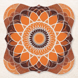 Orange Brown Cream Paper Coaster