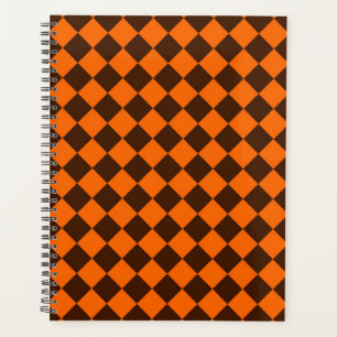 Orange Brown Diamond Chequered Pattern Planner