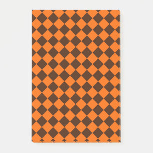 Orange Brown Diamond Chequered Pattern Post-it Notes