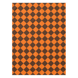 Orange Brown Diamond Chequered Pattern Tablecloth