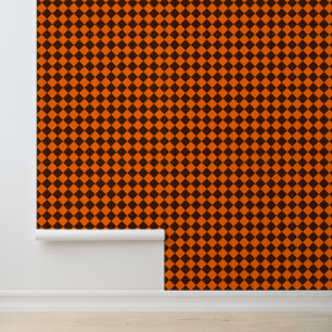 Orange Brown Diamond Chequered Pattern Wallpaper