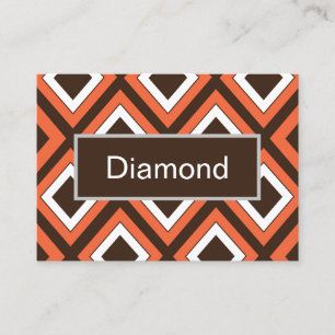 Orange Brown Diamond Geometric Pattern Business Card