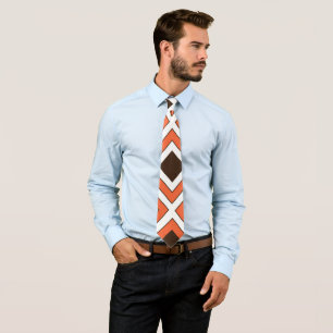 Orange Brown Diamond Geometric Tie