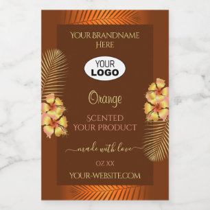 Orange Brown Étiquettes Hawaiian Flowers Logo