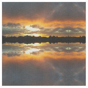 Orange Brown Fabric, Sunset Landscape Fabric