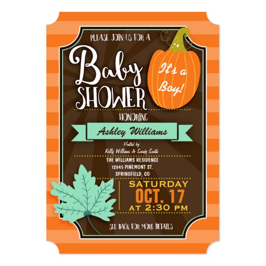Orange & Brown Fall or Halloween Baby Shower Card