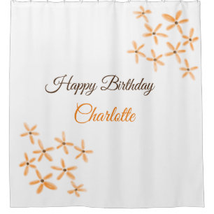 Orange brown flower happy birthday add name cutie