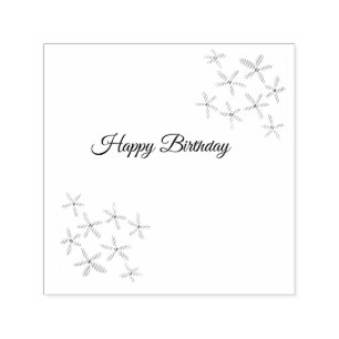 Orange brown flower happy birthday add name cutie  self-inking stamp