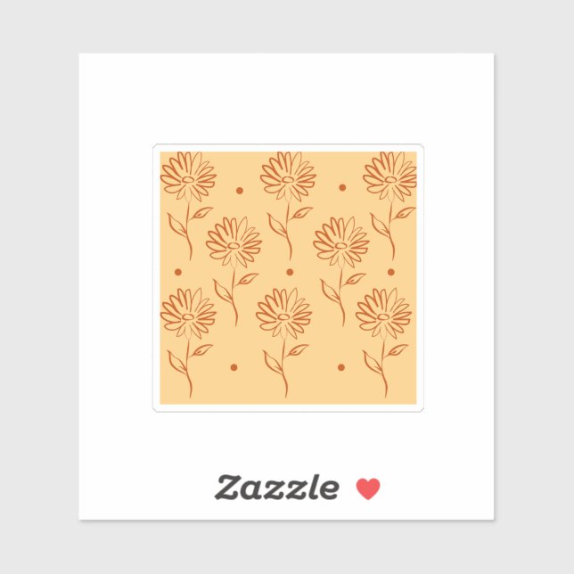 Orange Brown Flower Outline Pattern (Sheet)