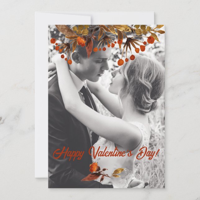 Orange Brown Foliage Overlay Add Your Own Photo Holiday Card (Front)