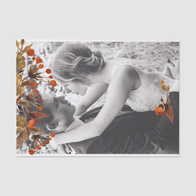 Orange Brown Foliage Overlay Add Your Own Photo Tissue Paper (Front)