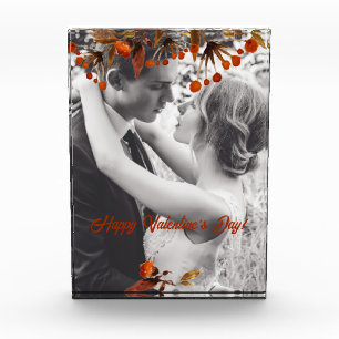 Orange Brown Foliage Valentine Add Your Own Photo Block