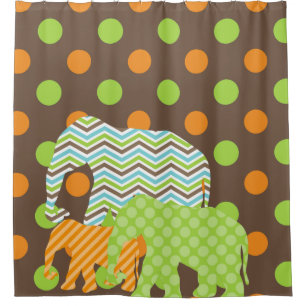 Orange, Brown, Green, Blue Elephant Trio