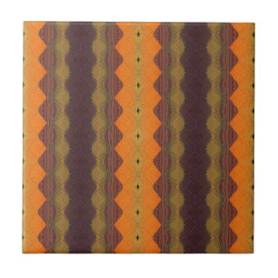 Orange brown green geometric art design  tile