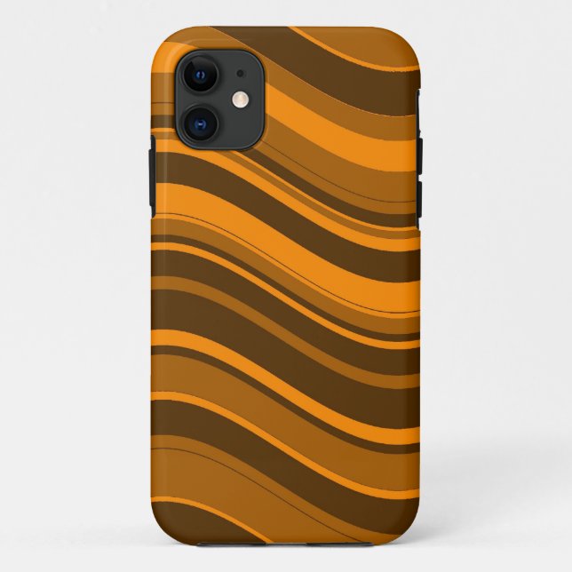 Orange Brown Grey Wavy Stripes Pattern Case-Mate iPhone Case (Back)