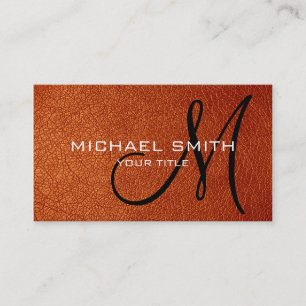 Orange Brown leather Business Card