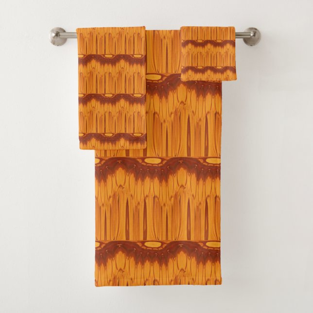 Orange / Brown Pattern Collection #25 Bath Towel Set (Insitu)