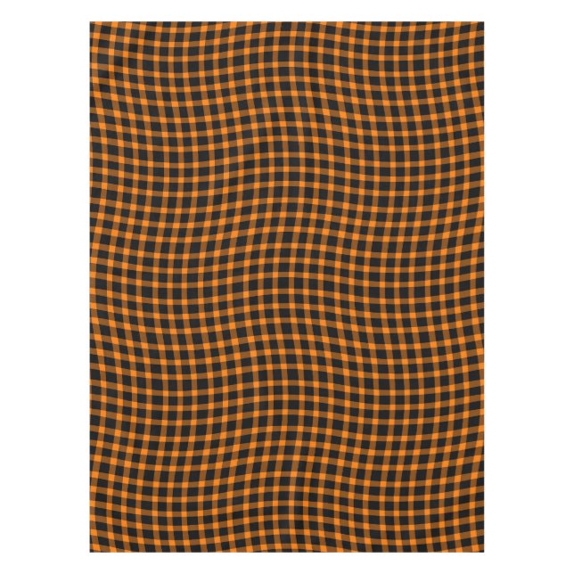 Orange Brown Plaid Chequered Seamless Pattern Tablecloth (Front)