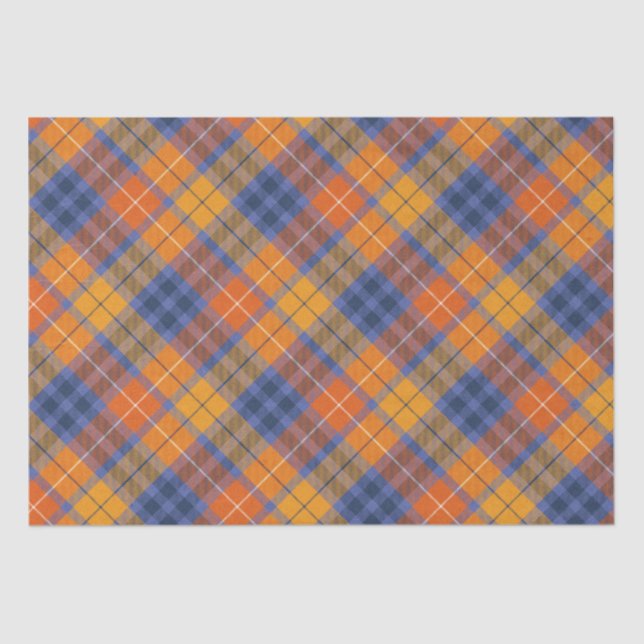 Orange Brown Purple Autumn Plaid Tissue Paper (Front)