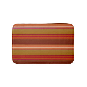 Orange Brown rust and Pink Stripes Bath Mat